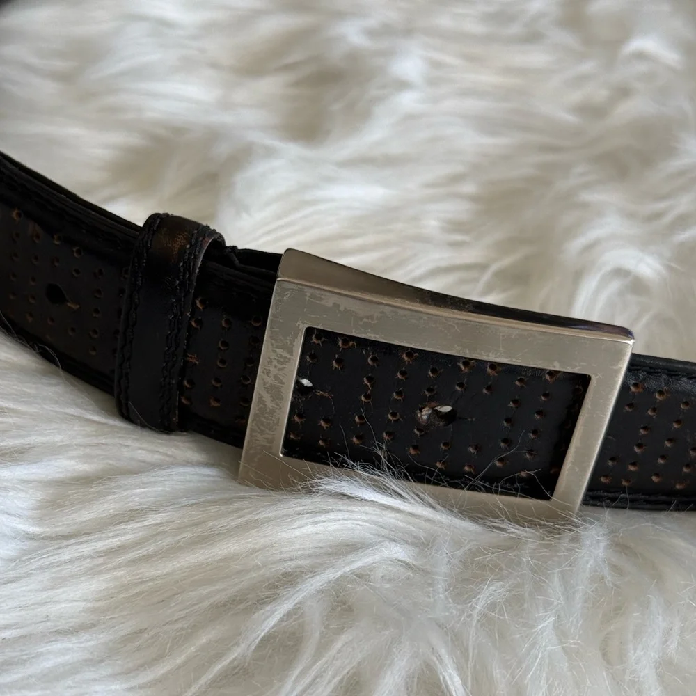 PGA Tour | Men’s Black Leather Belt Size 36 with Decorative Holes